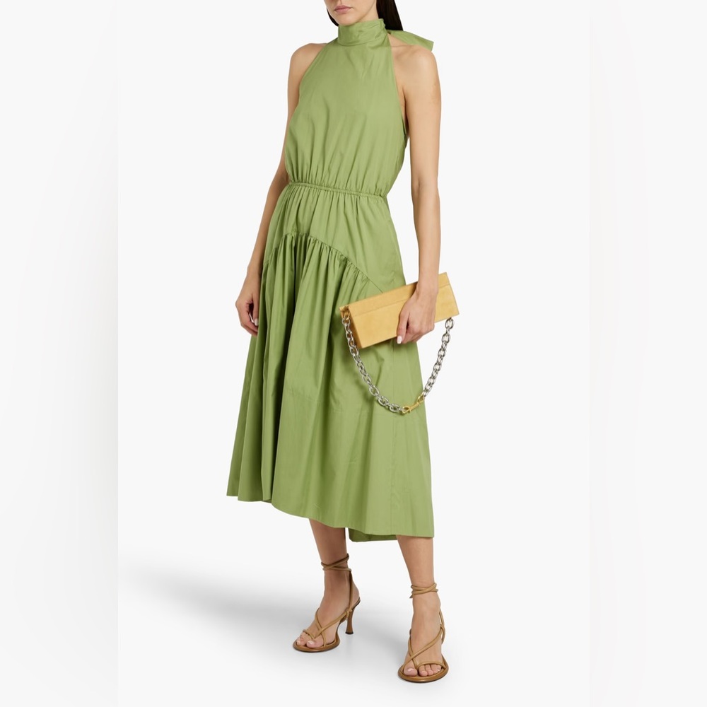 VINCE.
Cotton-poplin halterneck midi dress